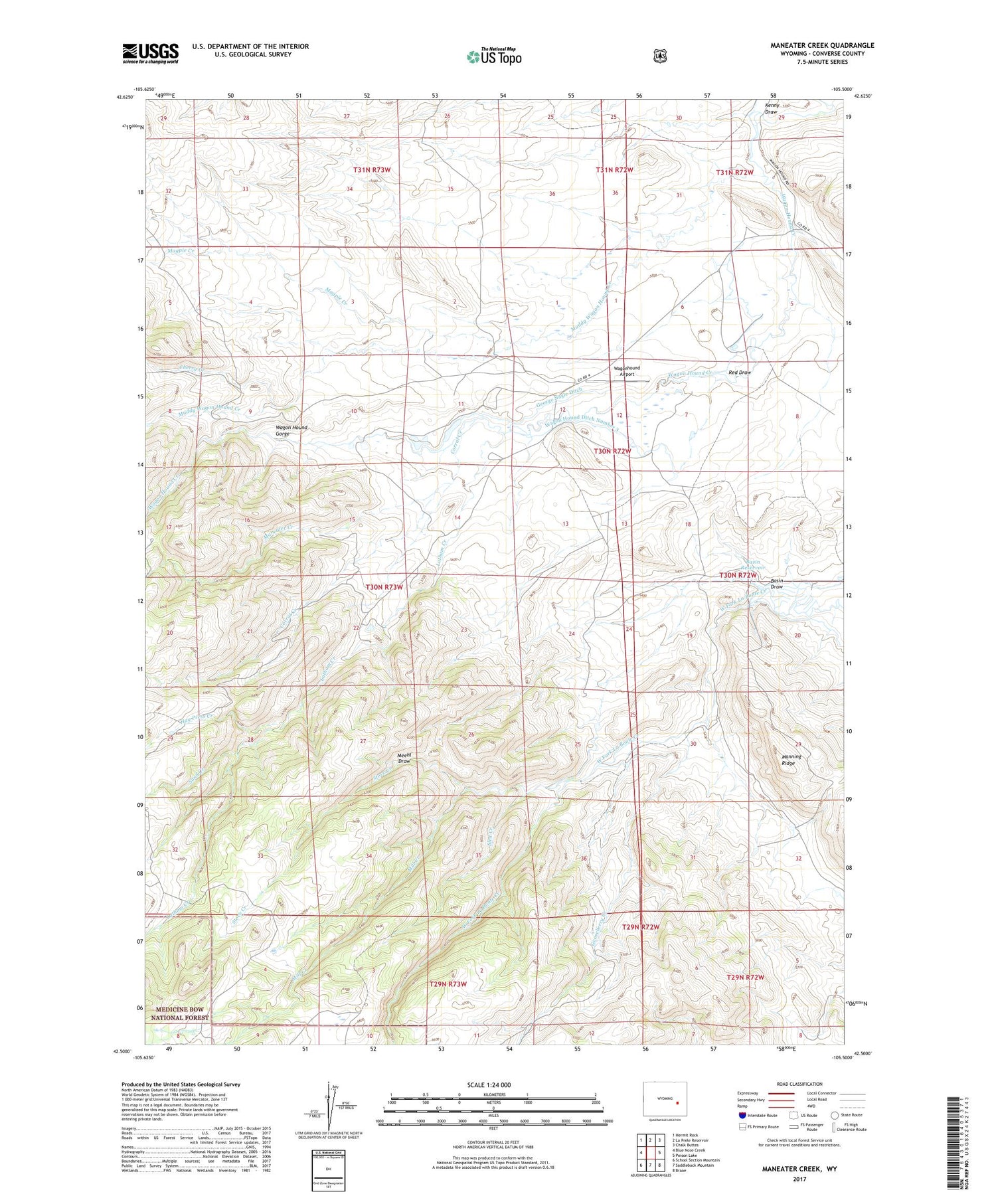 Maneater Creek Wyoming US Topo Map Image