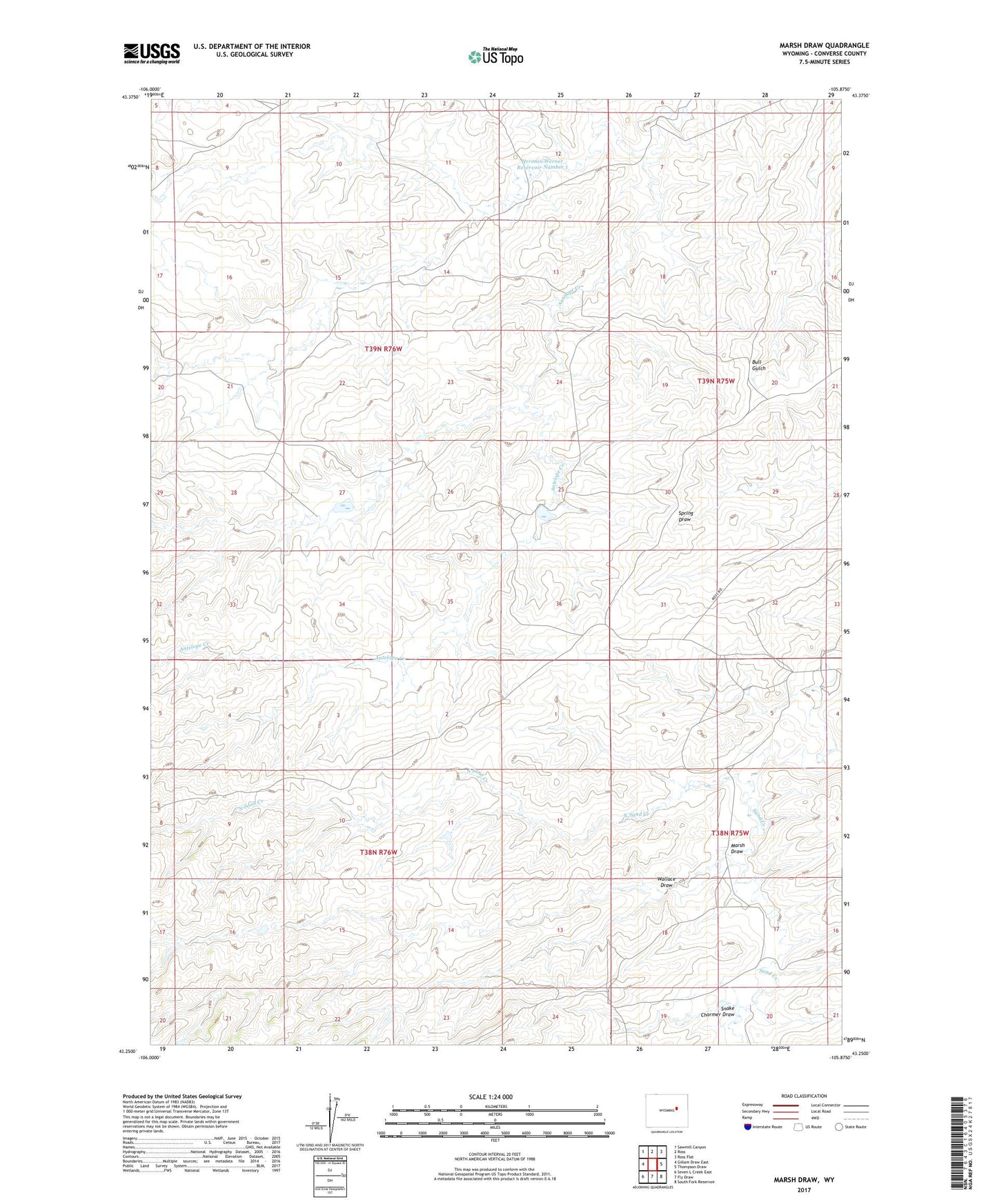 Marsh Draw Wyoming US Topo Map Image