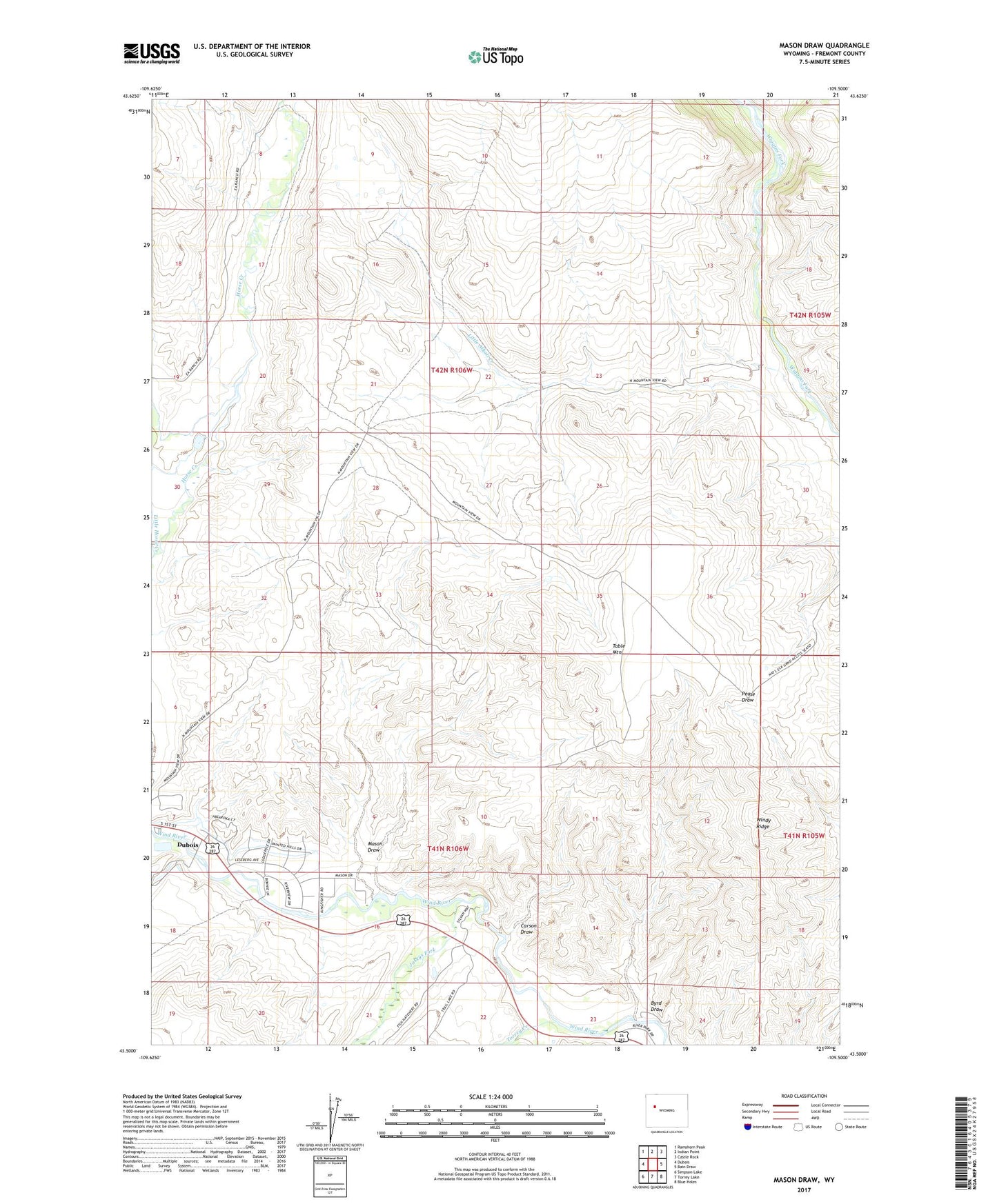 Mason Draw Wyoming US Topo Map Image