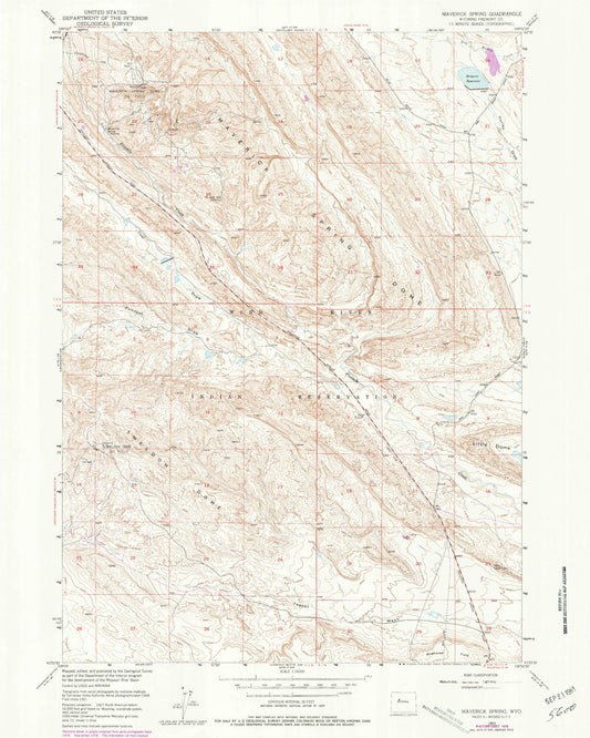 Classic USGS Maverick Spring Wyoming 7.5'x7.5' Topo Map Image