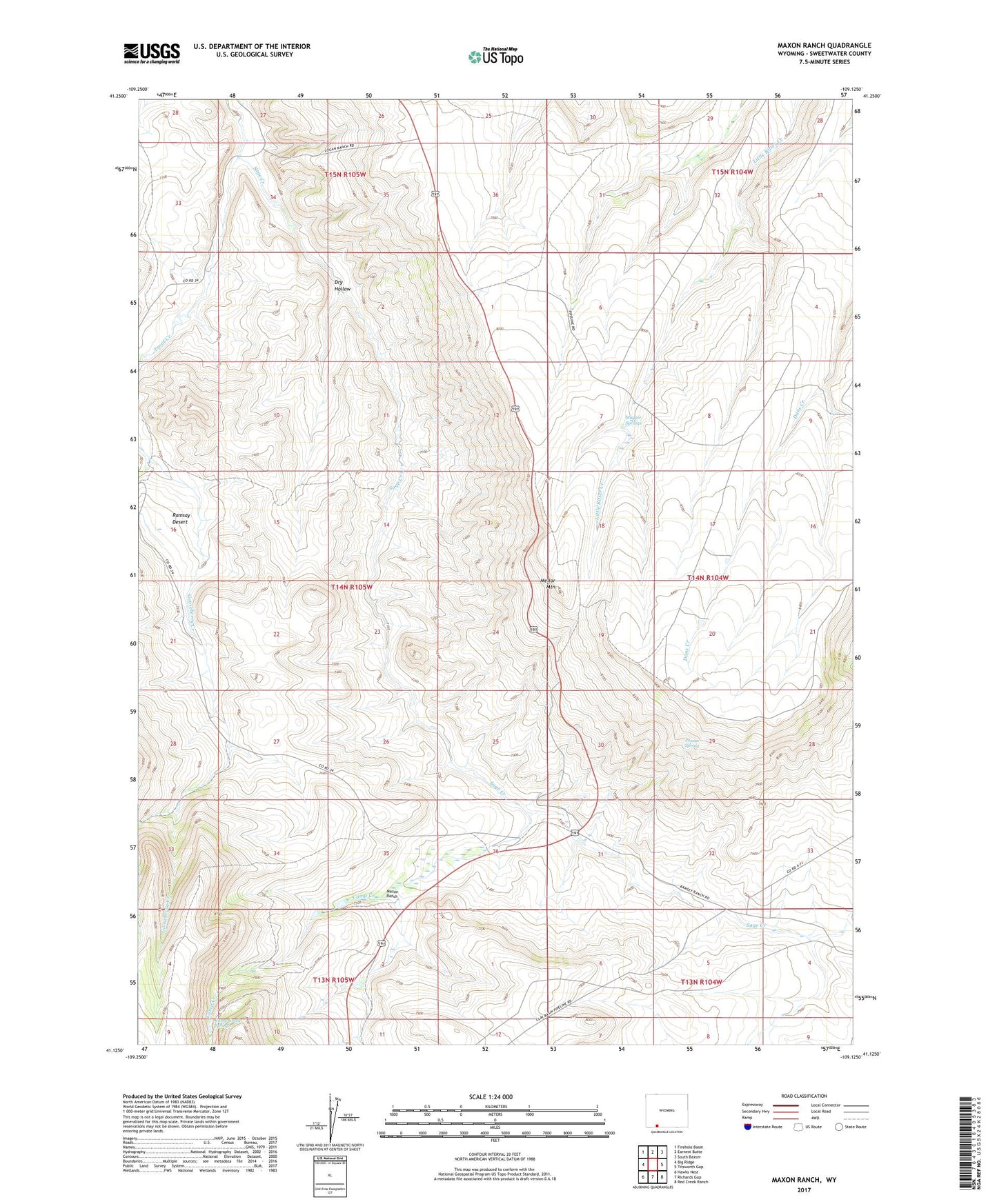 Maxon Ranch Wyoming US Topo Map Image
