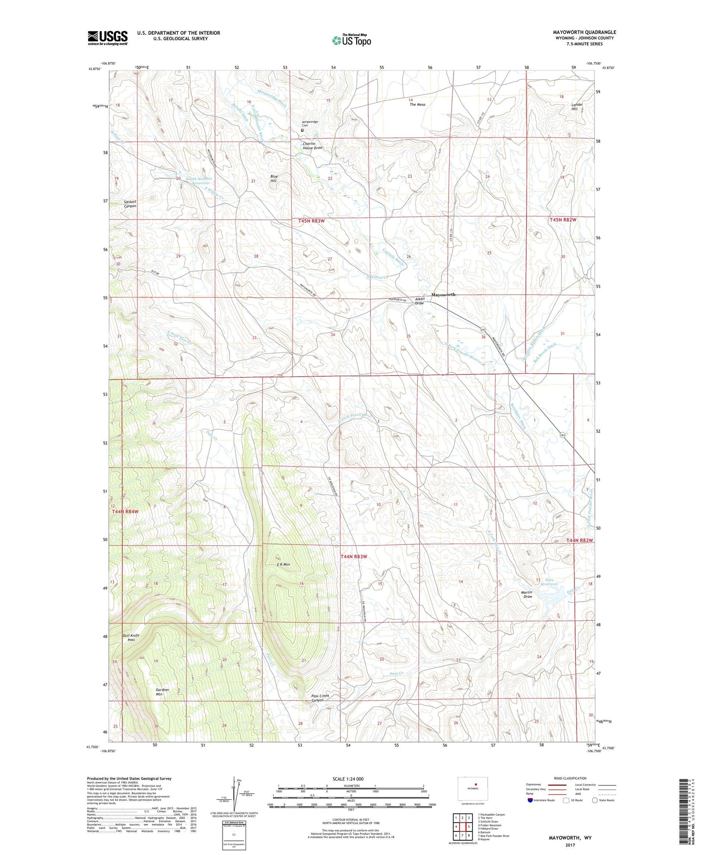 Mayoworth Wyoming US Topo Map Image