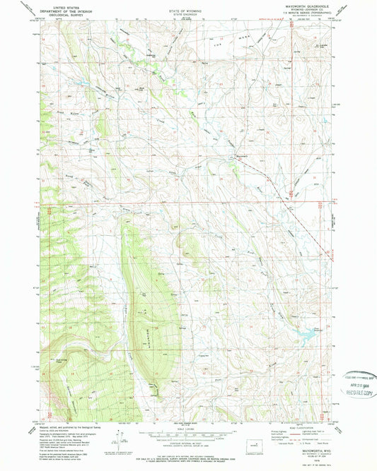 Classic USGS Mayoworth Wyoming 7.5'x7.5' Topo Map Image