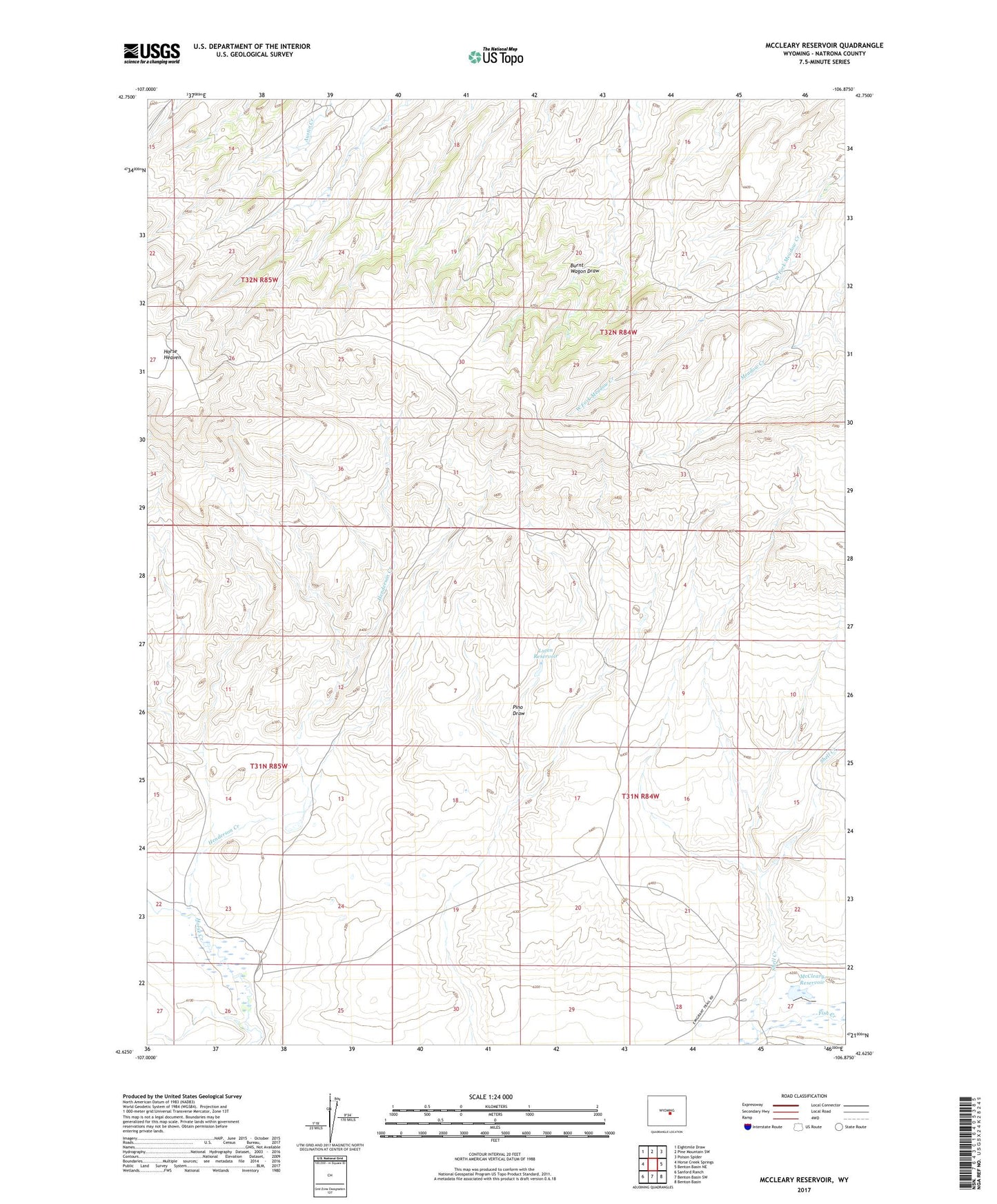 McCleary Reservoir Wyoming US Topo Map Image