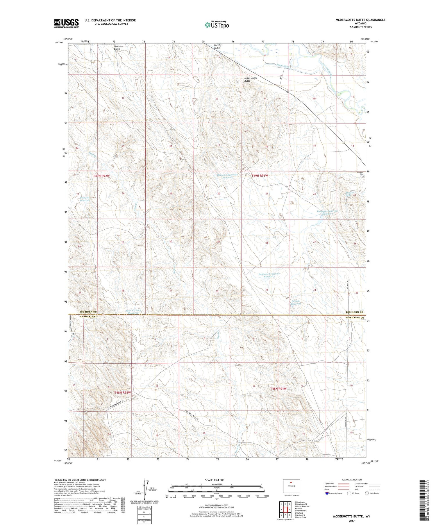 McDermotts Butte Wyoming US Topo Map Image