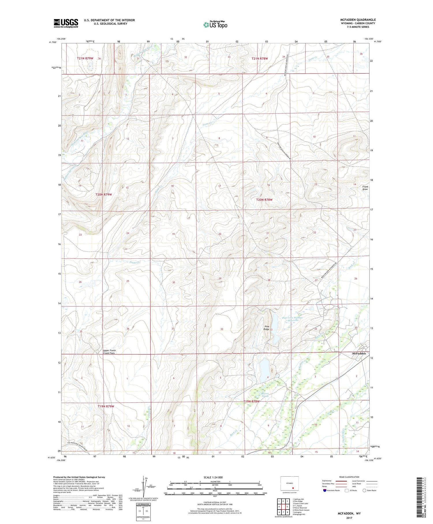 McFadden Wyoming US Topo Map Image