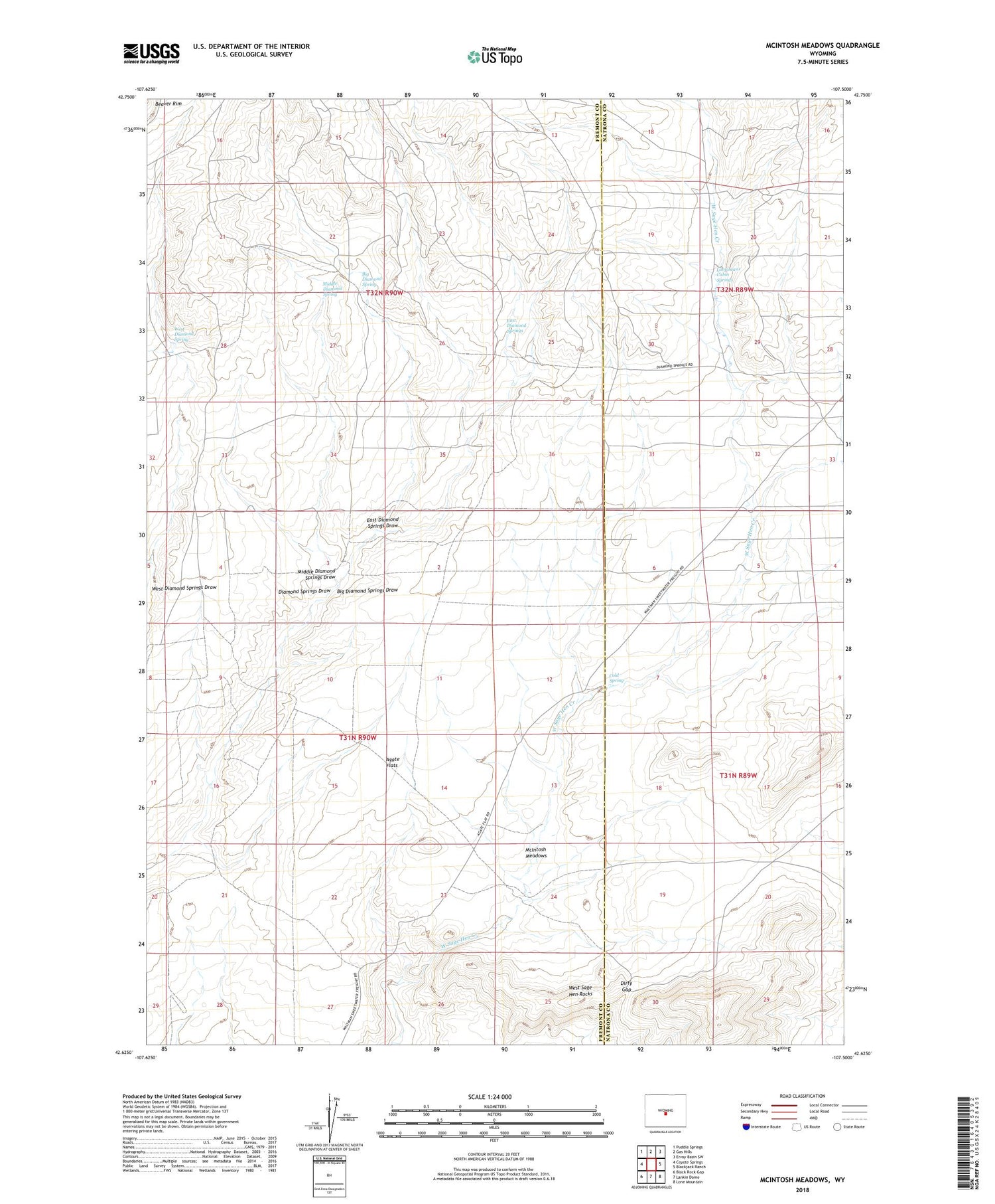 McIntosh Meadows Wyoming US Topo Map Image