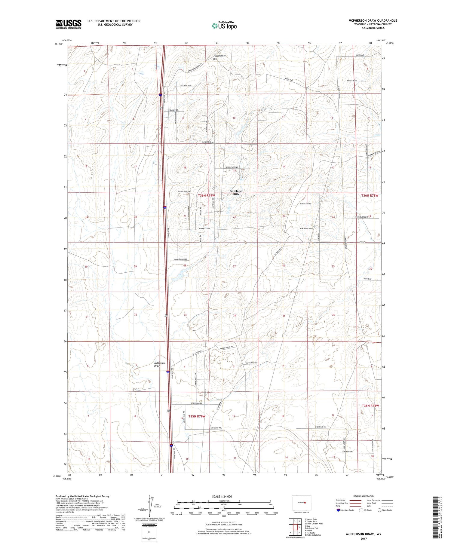 McPherson Draw Wyoming US Topo Map Image