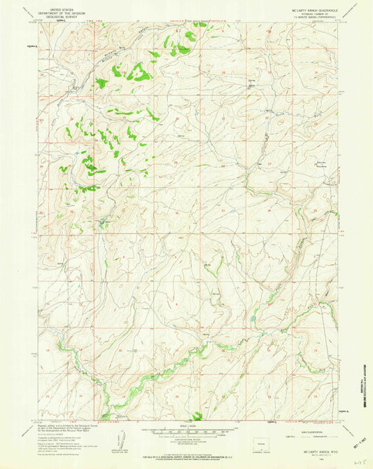 Classic USGS McCarty Ranch Wyoming 7.5'x7.5' Topo Map Image