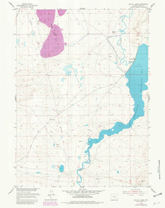 Classic USGS McGill Lakes Wyoming 7.5'x7.5' Topo Map Image