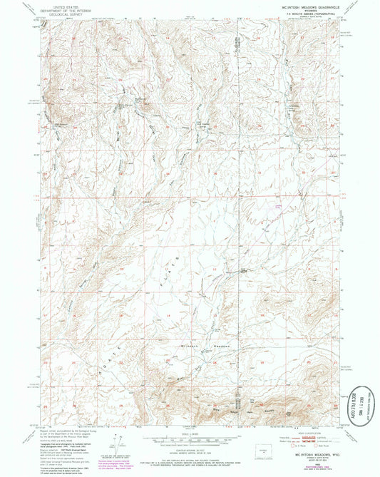 Classic USGS McIntosh Meadows Wyoming 7.5'x7.5' Topo Map Image