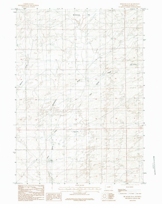 Classic USGS McKenzie Flat Wyoming 7.5'x7.5' Topo Map Image