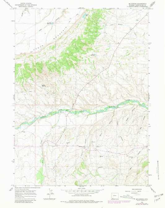 Classic USGS McKinnon Wyoming 7.5'x7.5' Topo Map Image