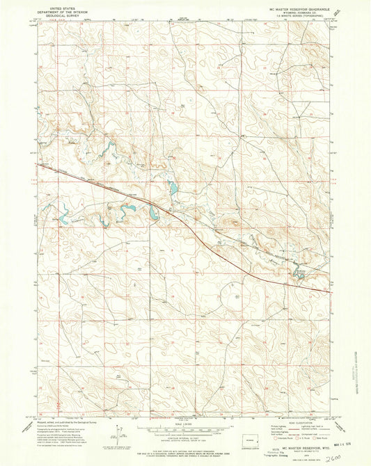 Classic USGS McMaster Reservoir Wyoming 7.5'x7.5' Topo Map Image
