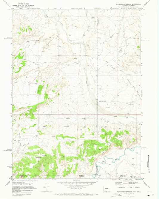 Classic USGS McPherson Springs Wyoming 7.5'x7.5' Topo Map Image