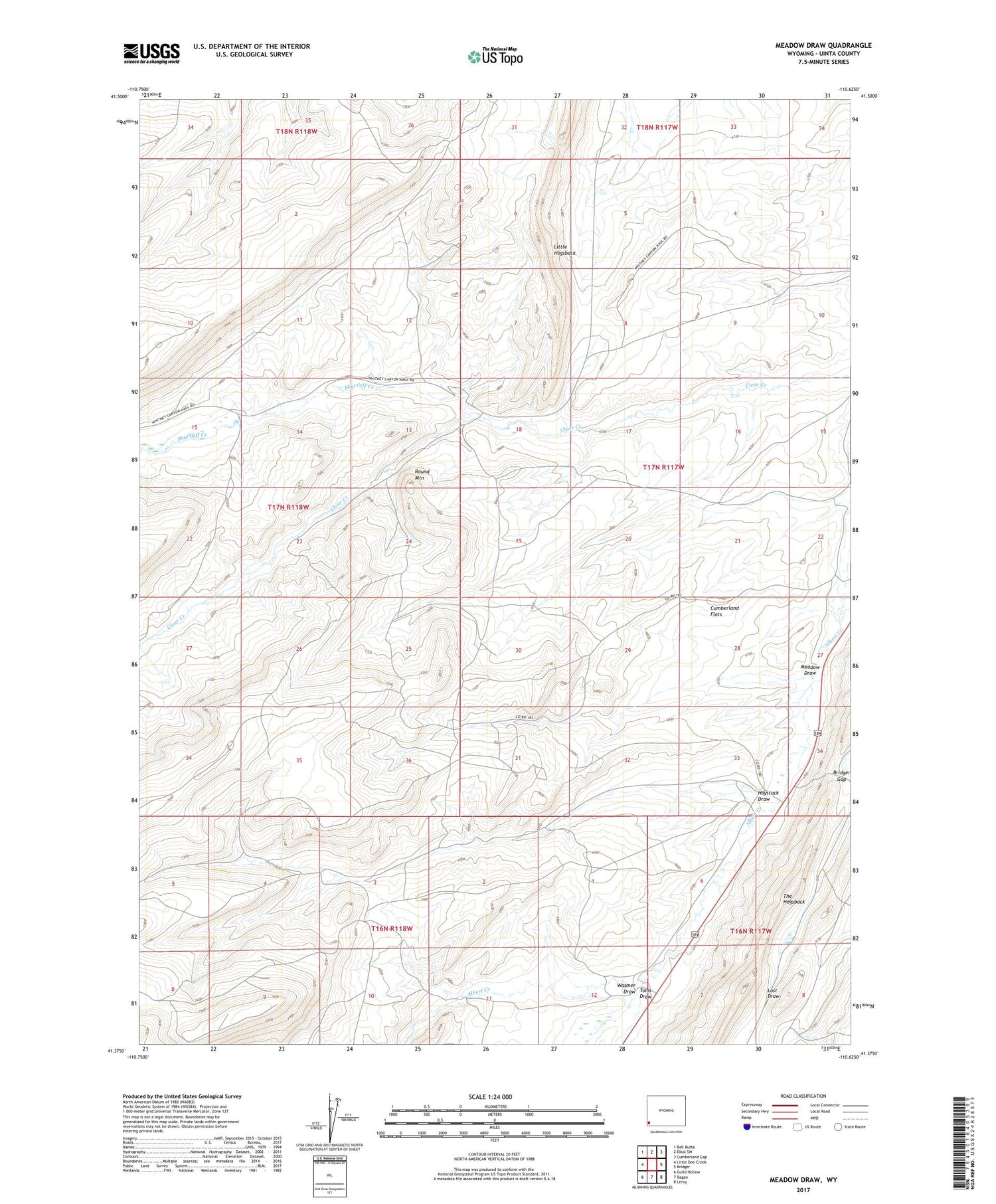 Meadow Draw Wyoming US Topo Map Image