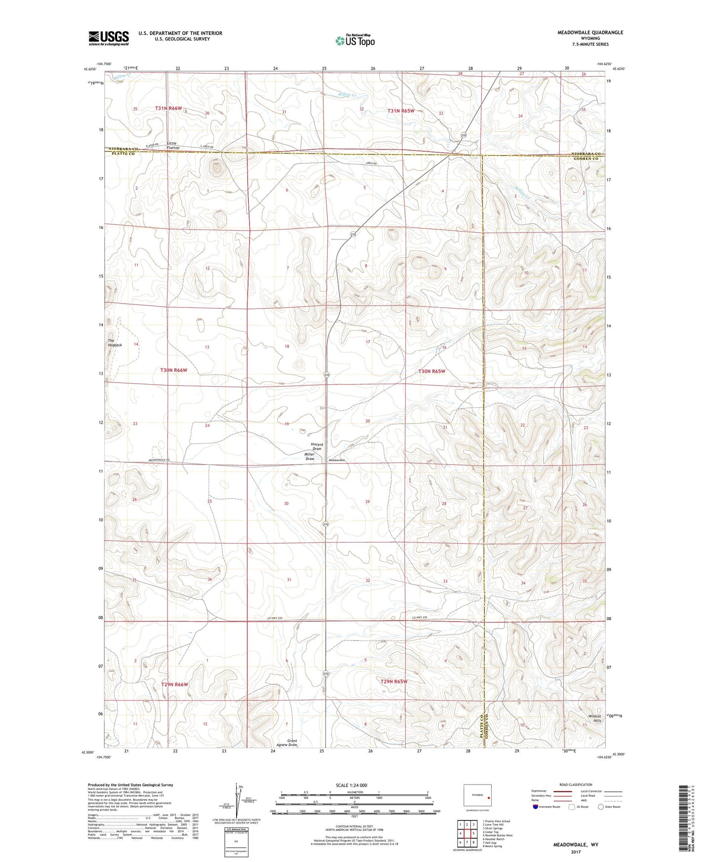 Meadowdale Wyoming US Topo Map Image