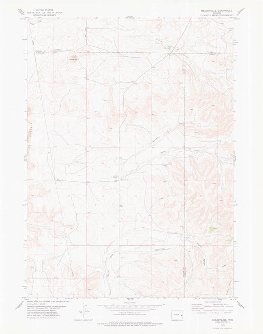 Classic USGS Meadowdale Wyoming 7.5'x7.5' Topo Map Image