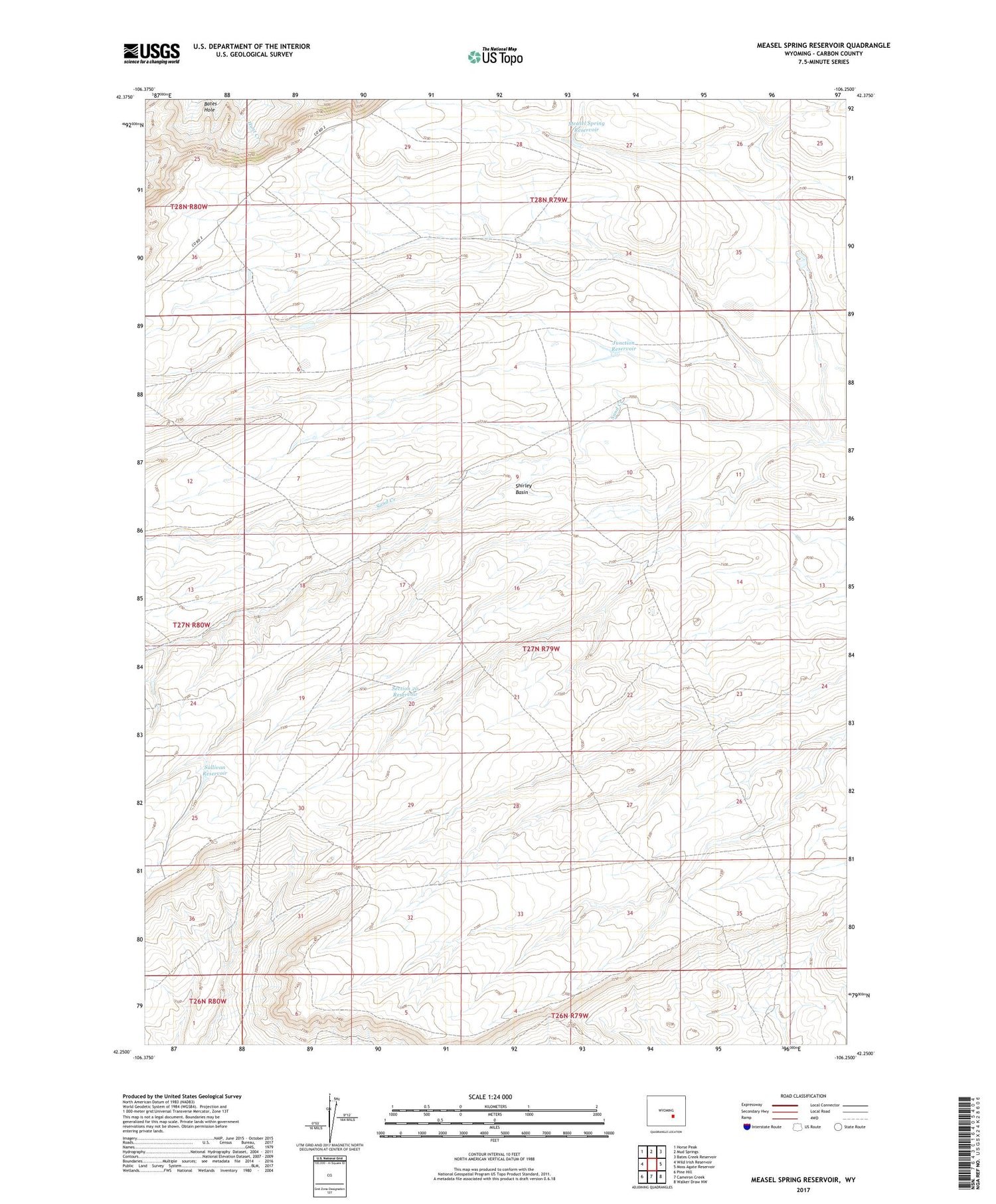 Measel Spring Reservoir Wyoming US Topo Map Image