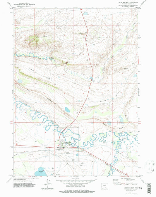 Classic USGS Medicine Bow Wyoming 7.5'x7.5' Topo Map Image