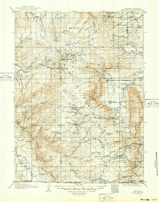 Historic 1908 Medicine Bow Wyoming 30'x30' Topo Map Image