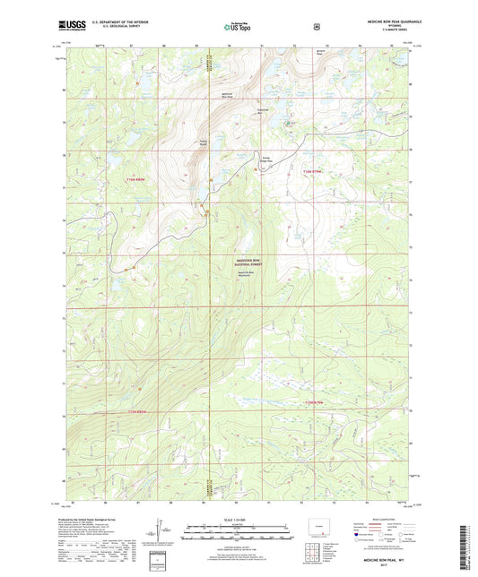 Medicine Bow Peak Wyoming US Topo Map Image