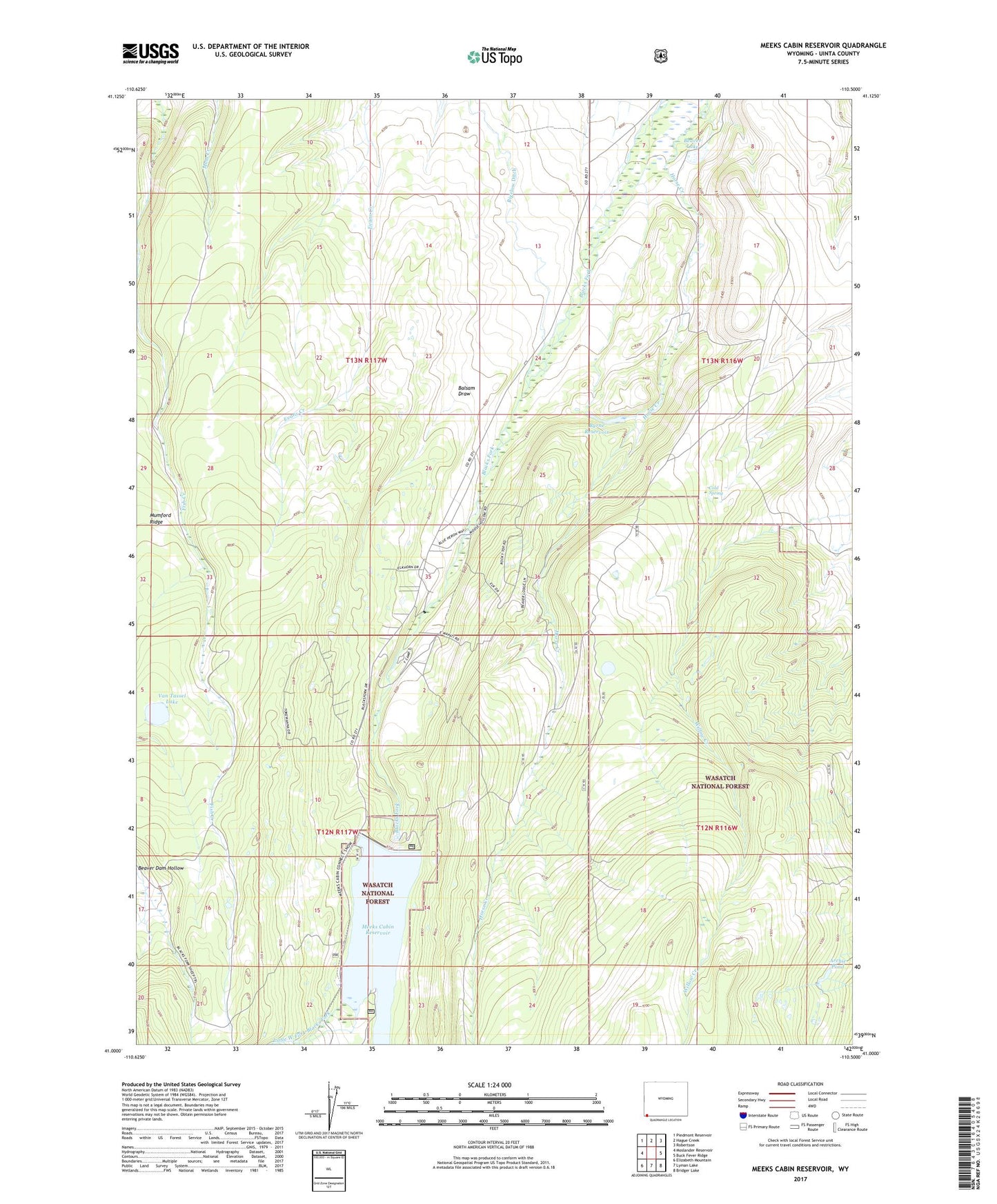 Meeks Cabin Reservoir Wyoming US Topo Map Image