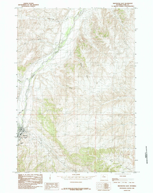 Classic USGS Meeteetse East Wyoming 7.5'x7.5' Topo Map Image