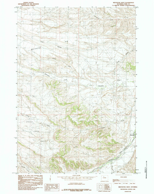 Classic USGS Meeteetse West Wyoming 7.5'x7.5' Topo Map Image