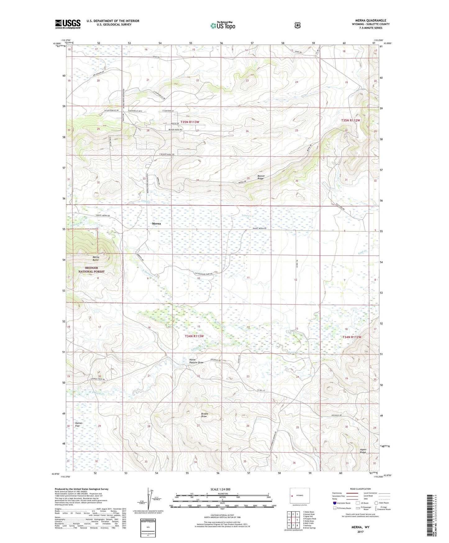 Merna Wyoming US Topo Map Image