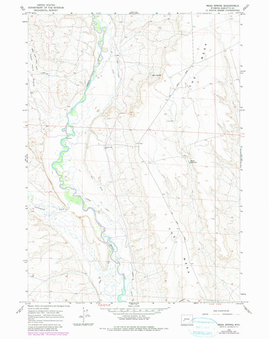 Classic USGS Mesa Spring Wyoming 7.5'x7.5' Topo Map Image