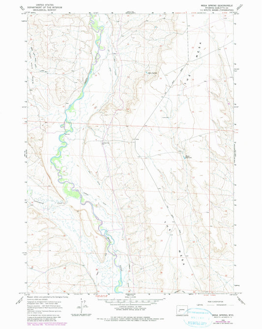 Classic USGS Mesa Spring Wyoming 7.5'x7.5' Topo Map Image