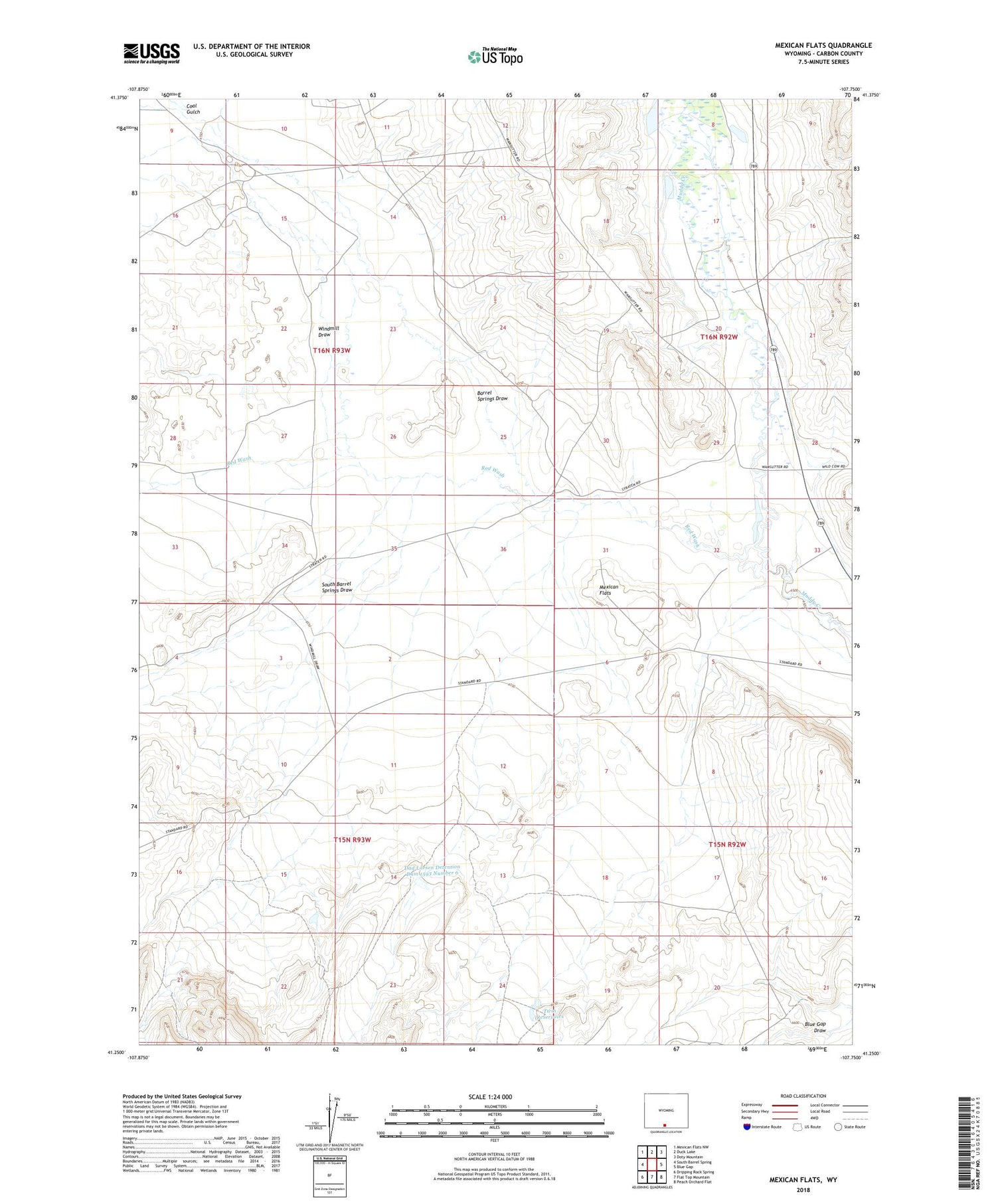 Mexican Flats Wyoming US Topo Map Image