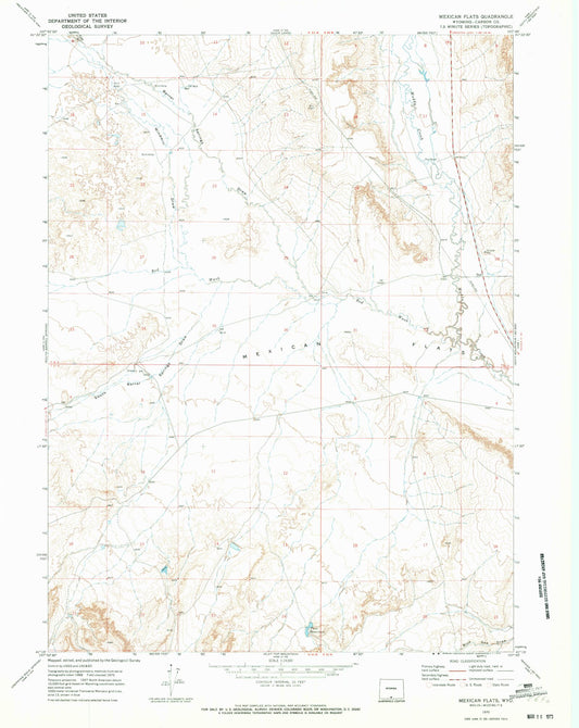 Classic USGS Mexican Flats Wyoming 7.5'x7.5' Topo Map Image