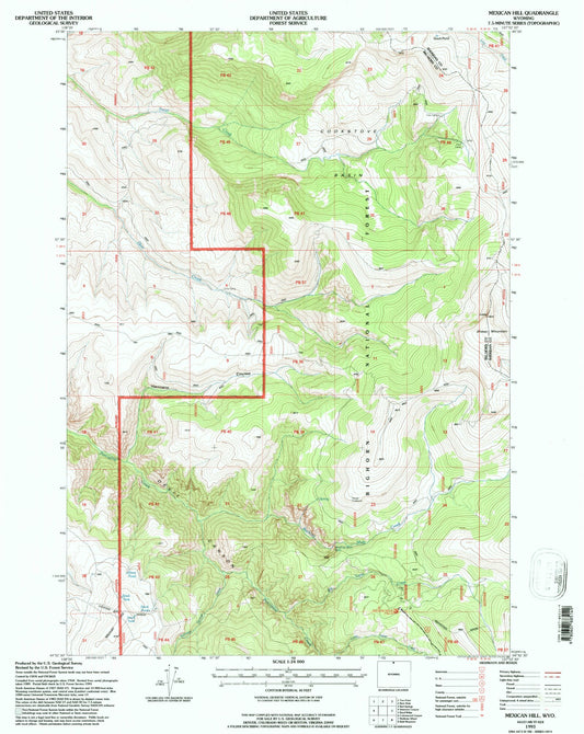 Classic USGS Mexican Hill Wyoming 7.5'x7.5' Topo Map Image