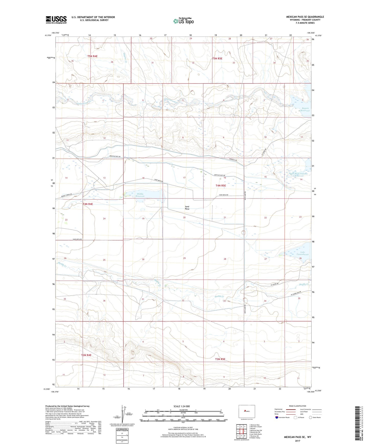 Mexican Pass SE Wyoming US Topo Map Image