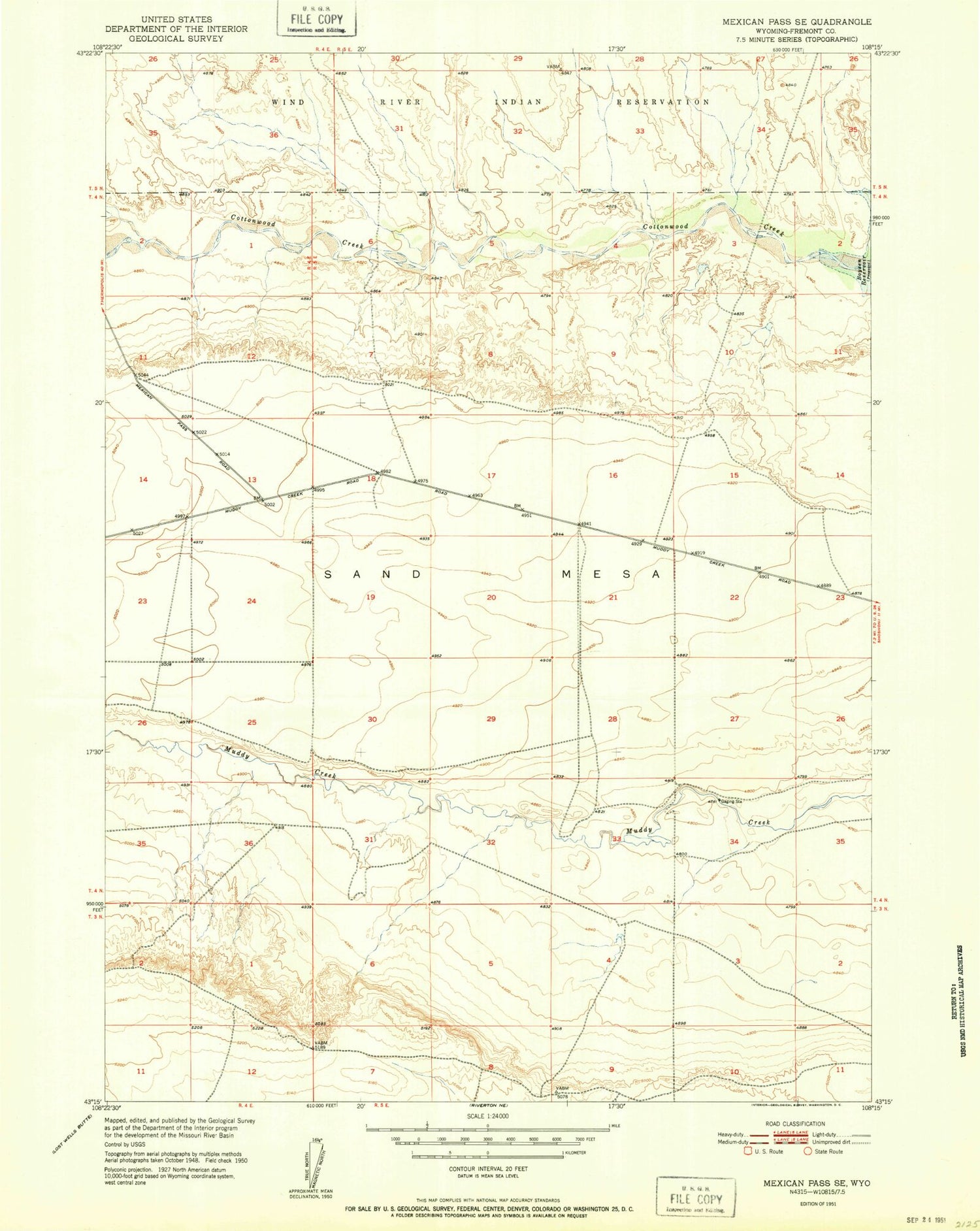 Classic USGS Mexican Pass SE Wyoming 7.5'x7.5' Topo Map Image