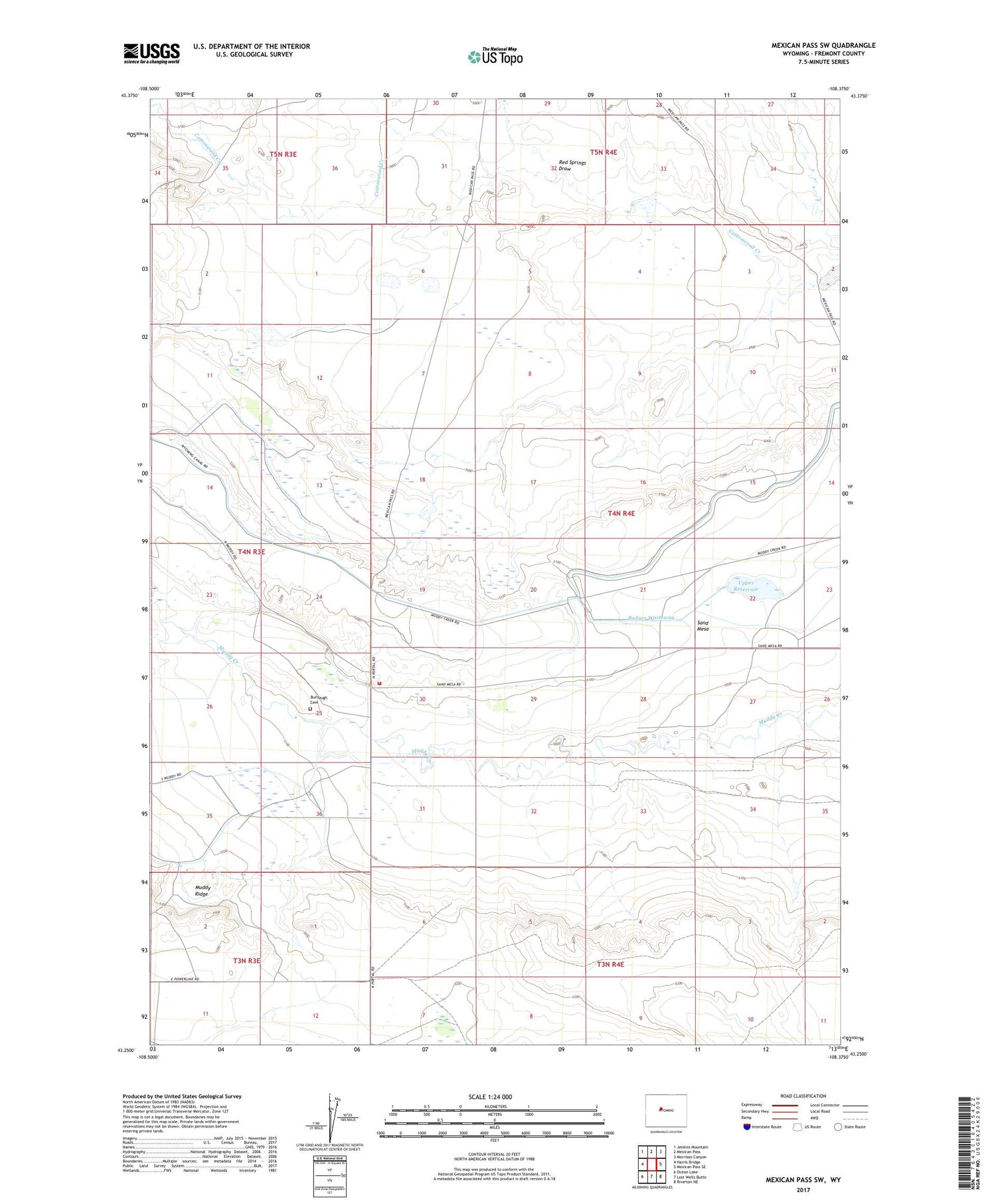 Mexican Pass SW Wyoming US Topo Map Image