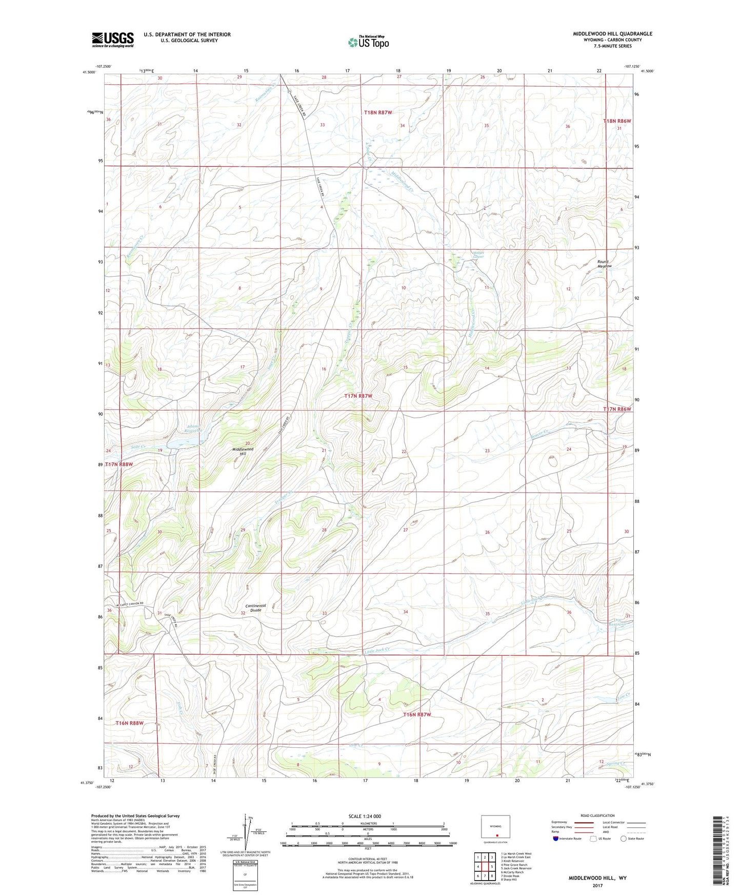 Middlewood Hill Wyoming US Topo Map Image