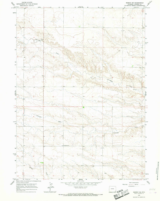 Classic USGS Midway SE Wyoming 7.5'x7.5' Topo Map Image