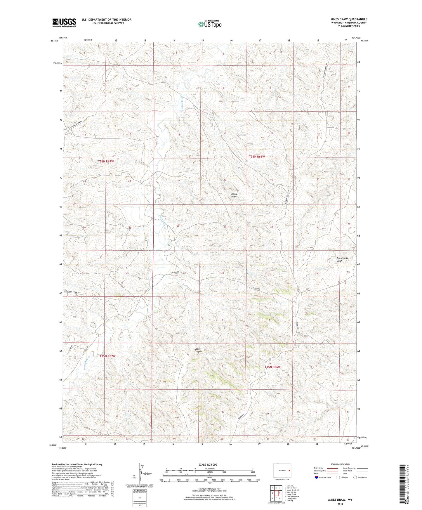 Mikes Draw Wyoming US Topo Map Image