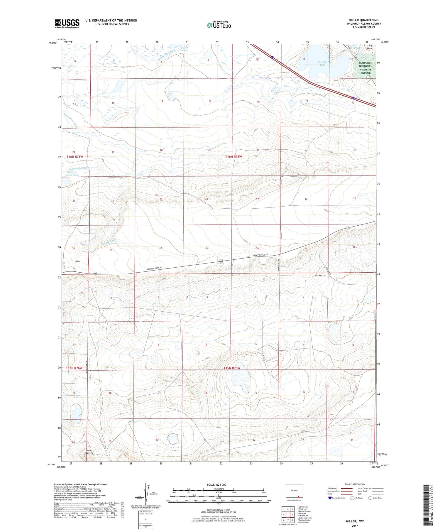 Miller Wyoming US Topo Map Image