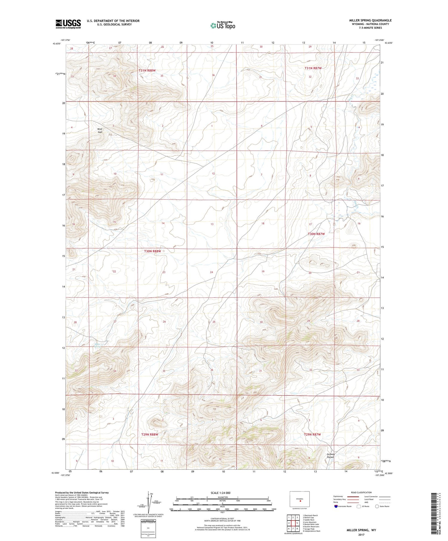 Miller Spring Wyoming US Topo Map Image