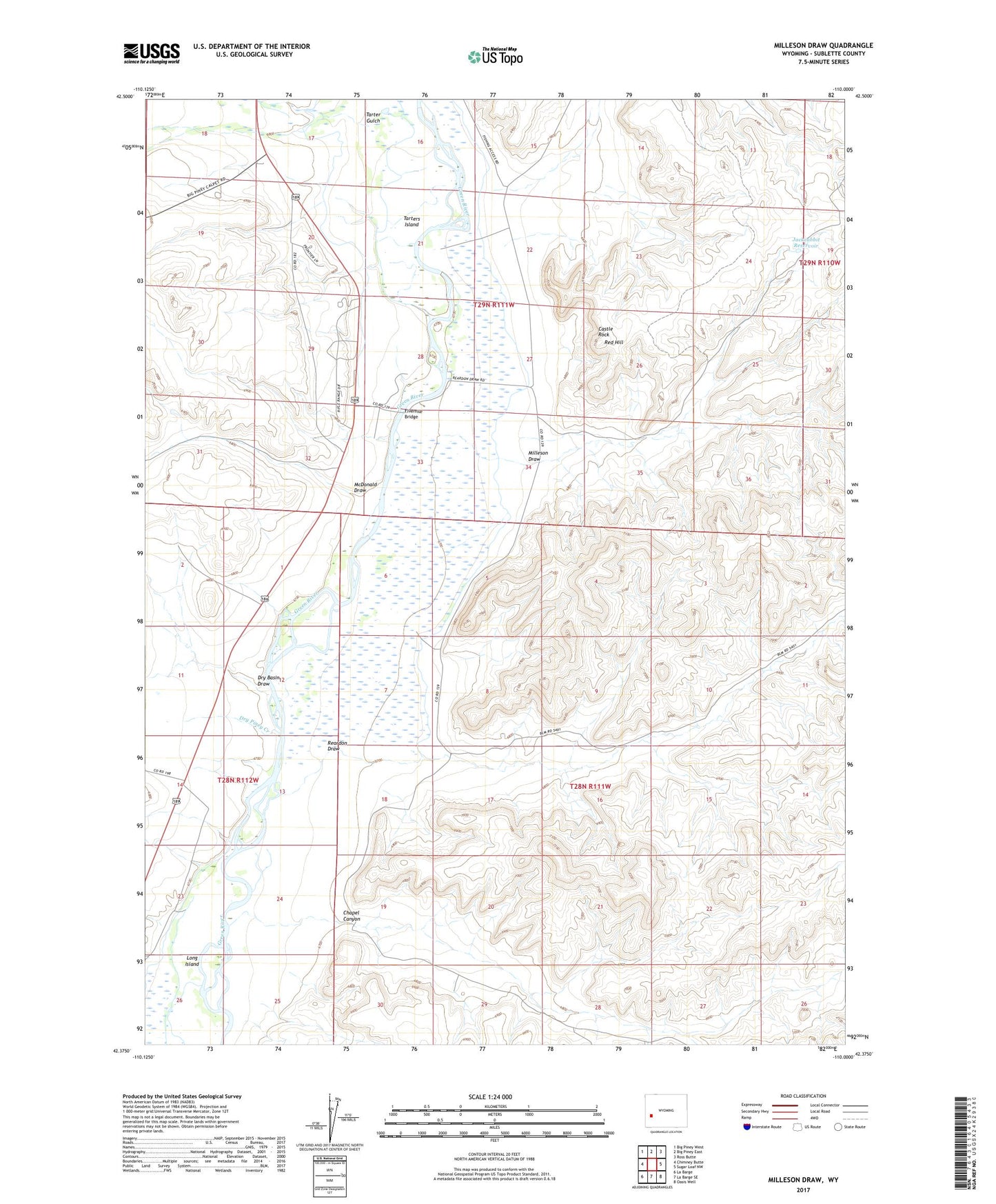 Milleson Draw Wyoming US Topo Map Image