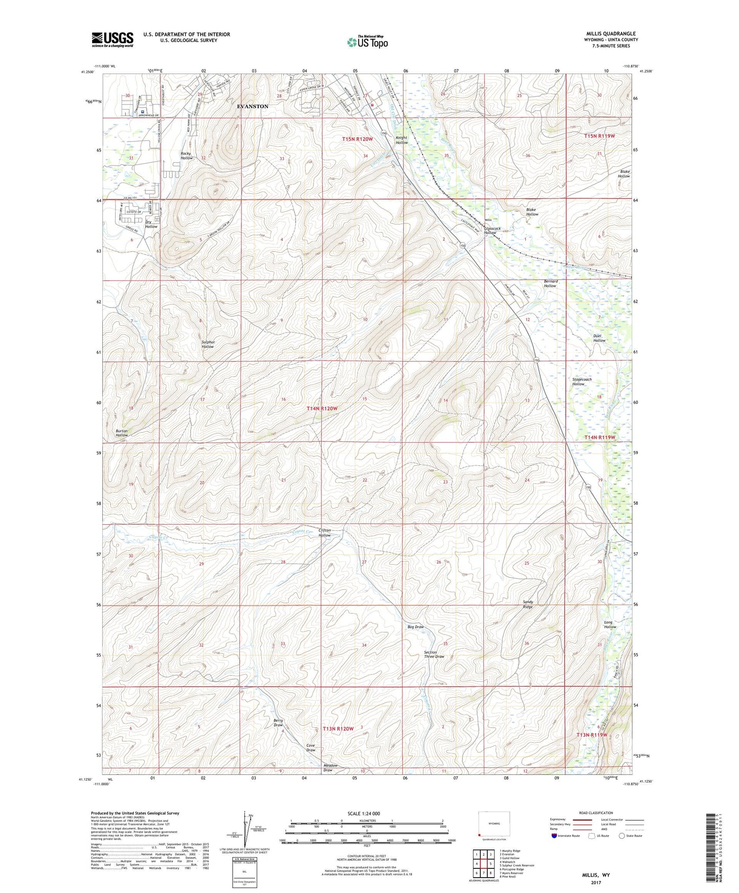 Millis Wyoming US Topo Map Image