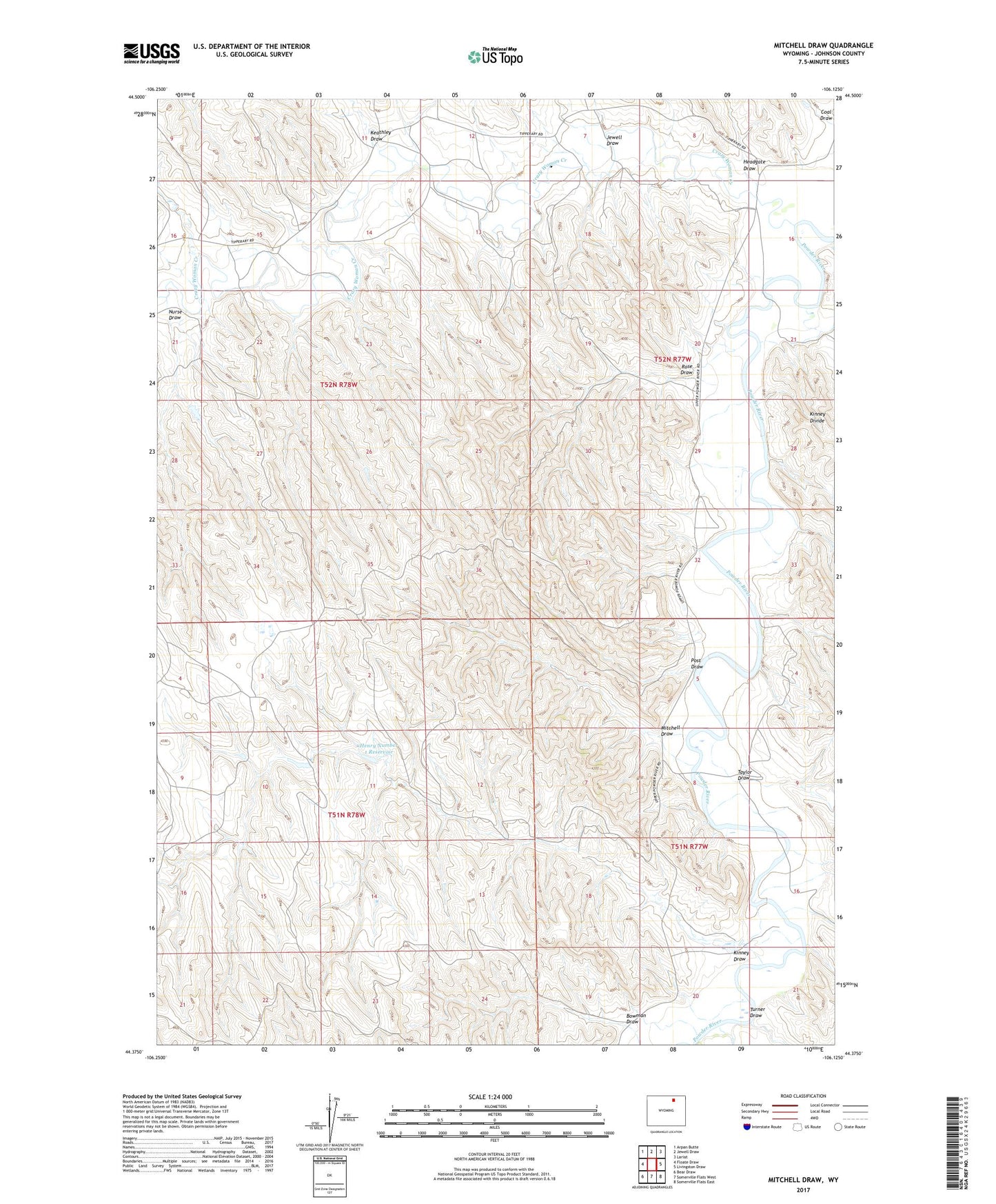Mitchell Draw Wyoming US Topo Map Image
