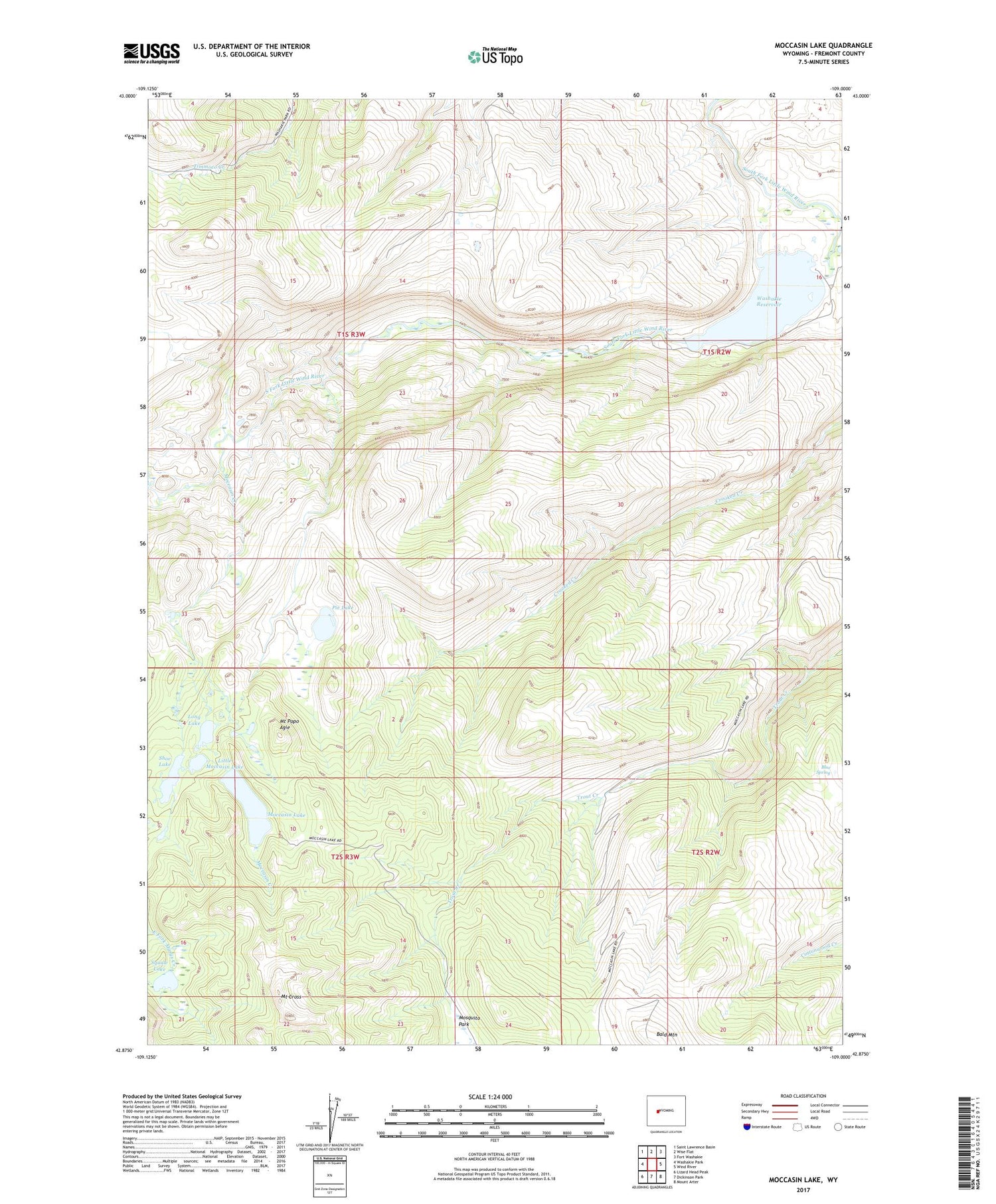 Moccasin Lake Wyoming US Topo Map Image