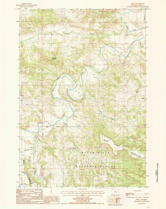 Classic USGS Mona Wyoming 7.5'x7.5' Topo Map Image