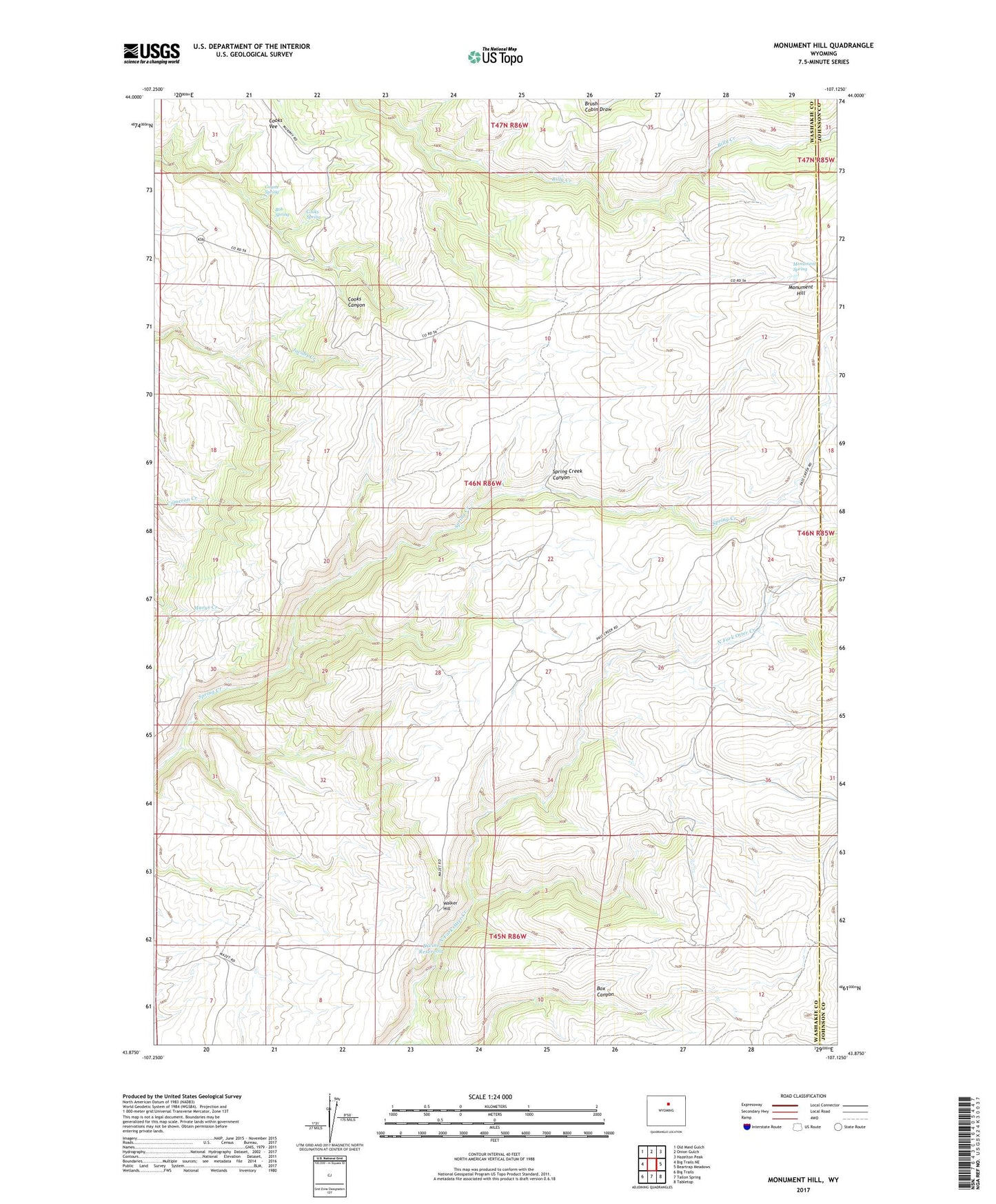Monument Hill Wyoming US Topo Map Image