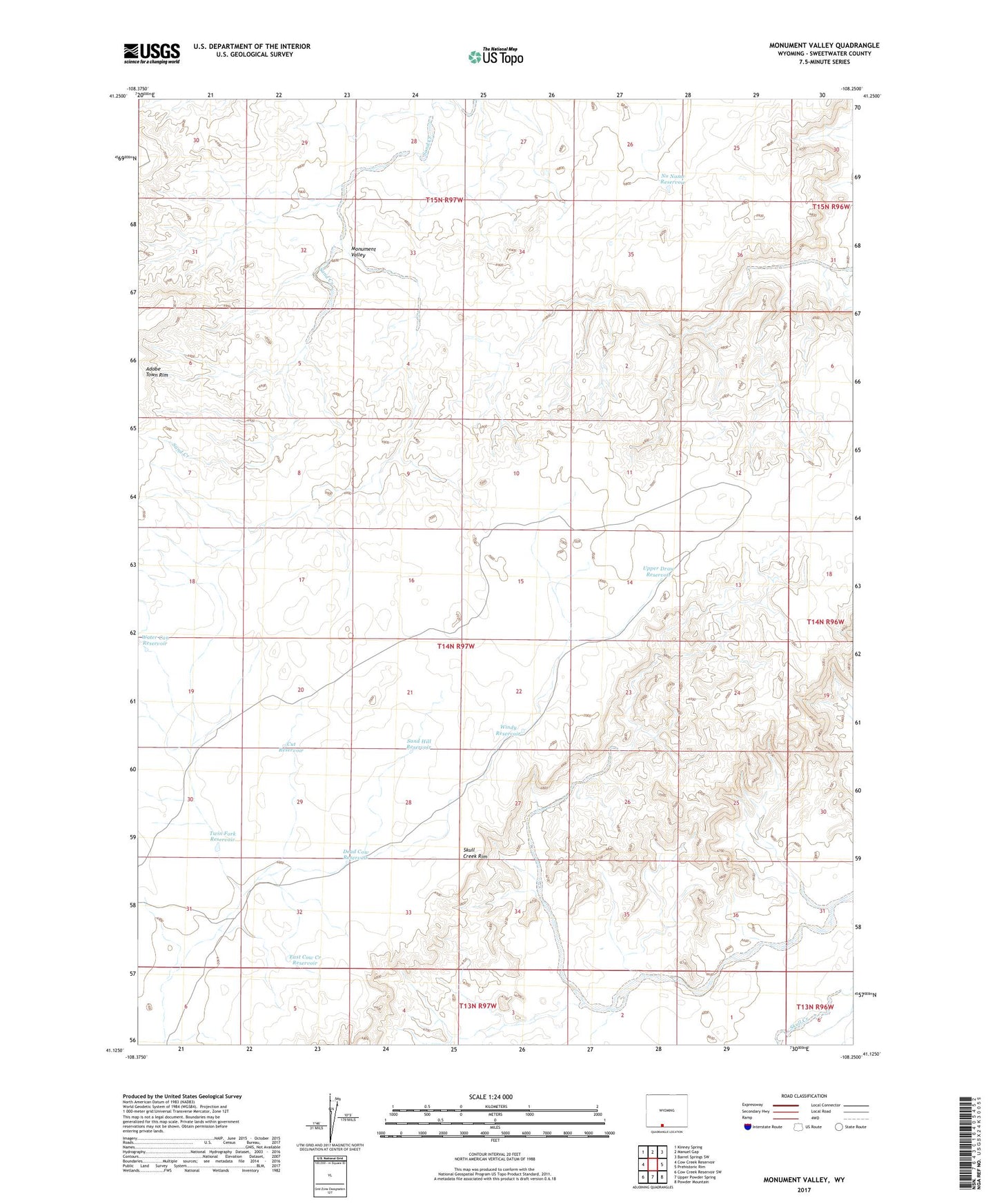 Monument Valley Wyoming US Topo Map Image